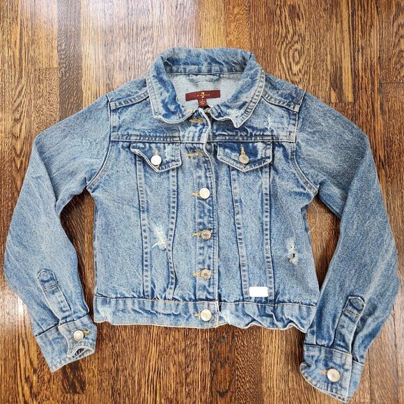 7 For All Mankind Other - 7 For All Mankind Jean Jacket Youth Girls S Blue Denim Button Western Cowgirl